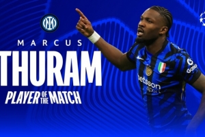 官方：马库斯-图拉姆当选国米2-1费耶诺德全场最佳球员