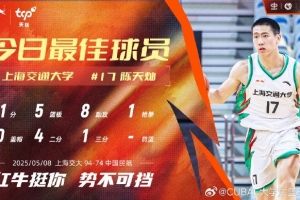 11分5板8助！CUBAL今日最佳球员：上海交通大学陈天灿