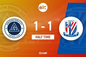 半场-新鹏城1-1申花 安德烈-路易斯破门+进球被吹张煜东世界波