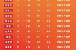 新赛季深圳男篮共注册国内球员19人 任骏威&冯欣合同到期不再续约